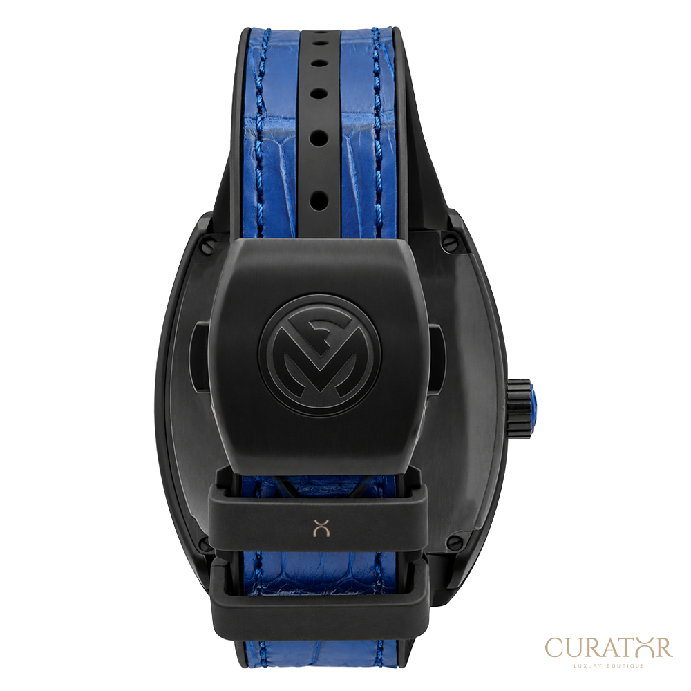 Franck Muller Vanguard Swiss Edition Black Carbon Blue Accents Date Watch