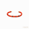 Anil Arjandas Jewels: Cylindrical Red Coral & Pavé Diamond 18K Rose Gold Open Cuff Bracelet