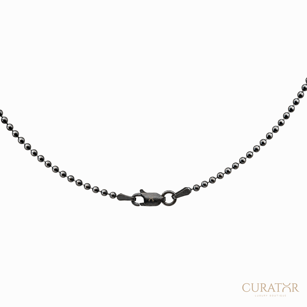 Anil Arjandas Jewels: Oxidized Sterling Silver Black and Brown Diamond Evil Eye Medallion Necklace