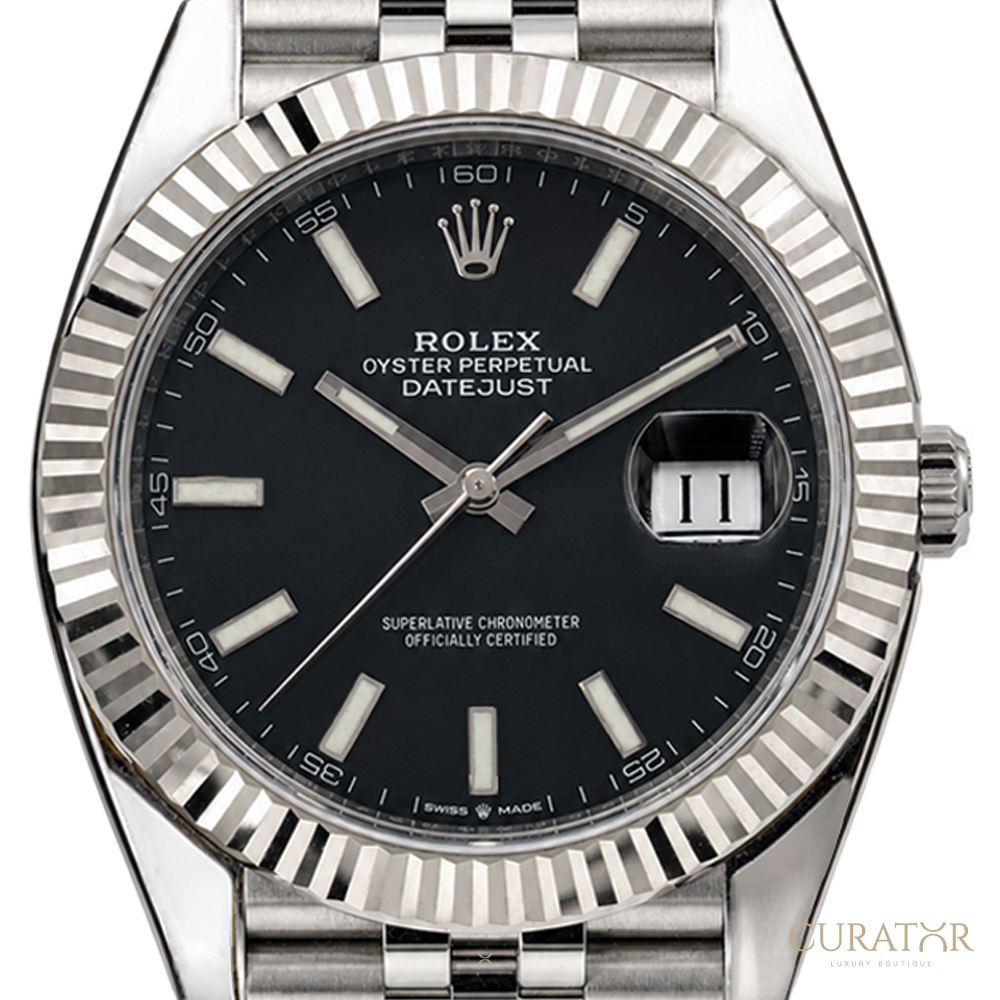 Rolex Datejust 41 Oystersteel Fluted Bezel Black Dial