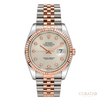 Rolex Datejust 36 Everose Rolesor Silver Dial Diamond Markers Watch