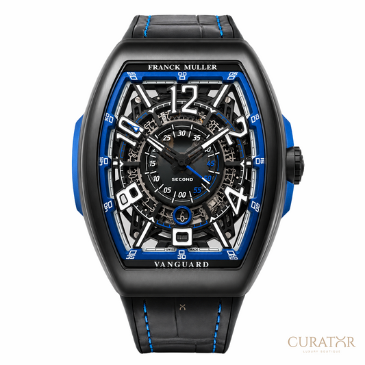 Franck Muller Vanguard Racing Skeleton Brushed Titanium Black & Blue 45mm