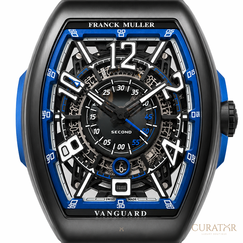 Franck Muller Vanguard Racing Skeleton Brushed Titanium Black & Blue 45mm