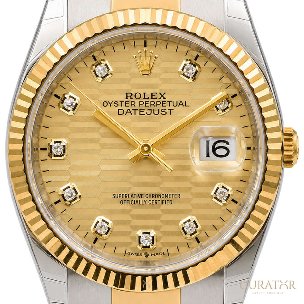 Rolex Datejust 36 Steel & Gold Diamond Dial Champagne 36mm