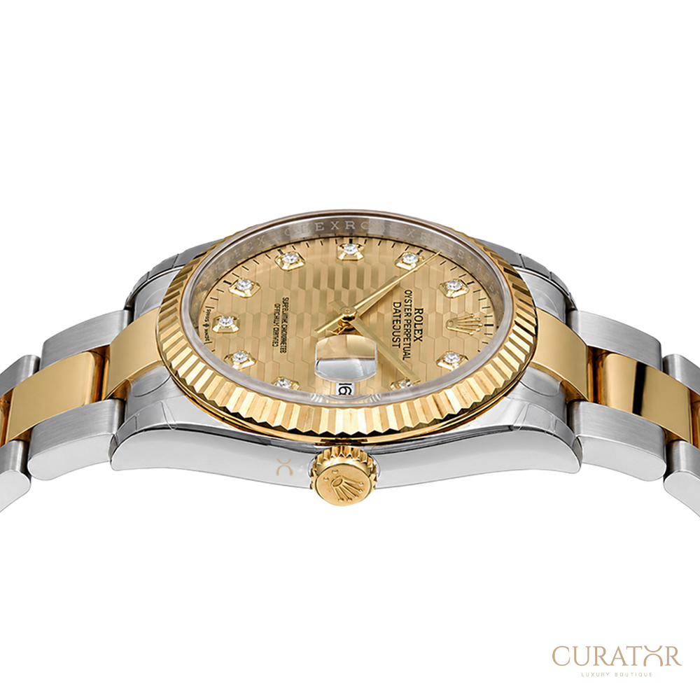 Rolex Datejust 36 Steel & Gold Diamond Dial Champagne 36mm