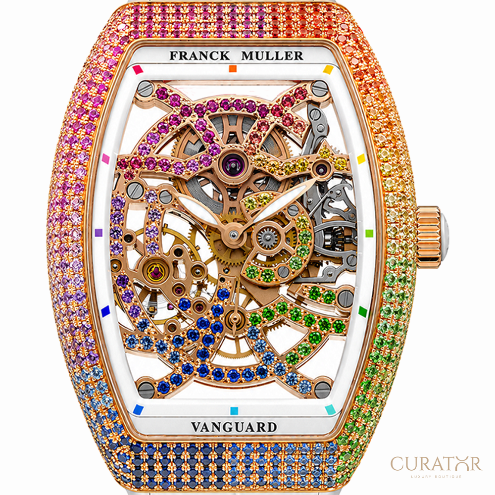 Franck Muller Vanguard Rainbow Skeleton 18k Rose Gold 32mm