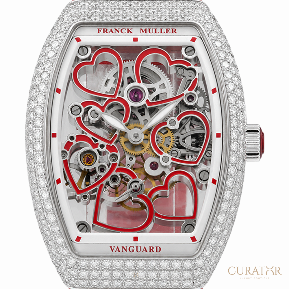 Franck Muller Vanguard Heart Skeleton Stainless Steel Diamond 32mm