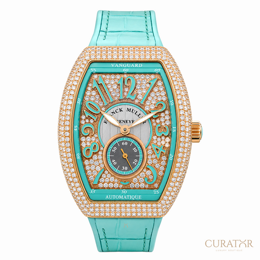 Franck Muller Vanguard 18k Rose Gold Turquoise Diamond 35mm