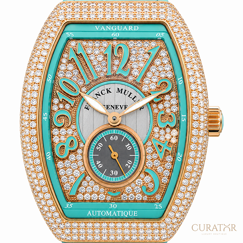 Franck Muller Vanguard 18k Rose Gold Turquoise Diamond 35mm