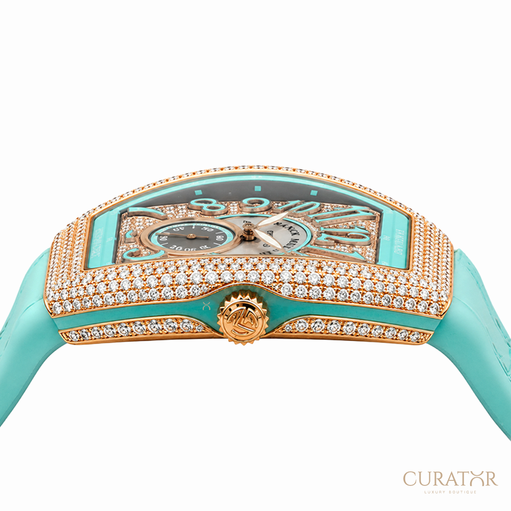 Franck Muller Vanguard 18k Rose Gold Turquoise Diamond 35mm