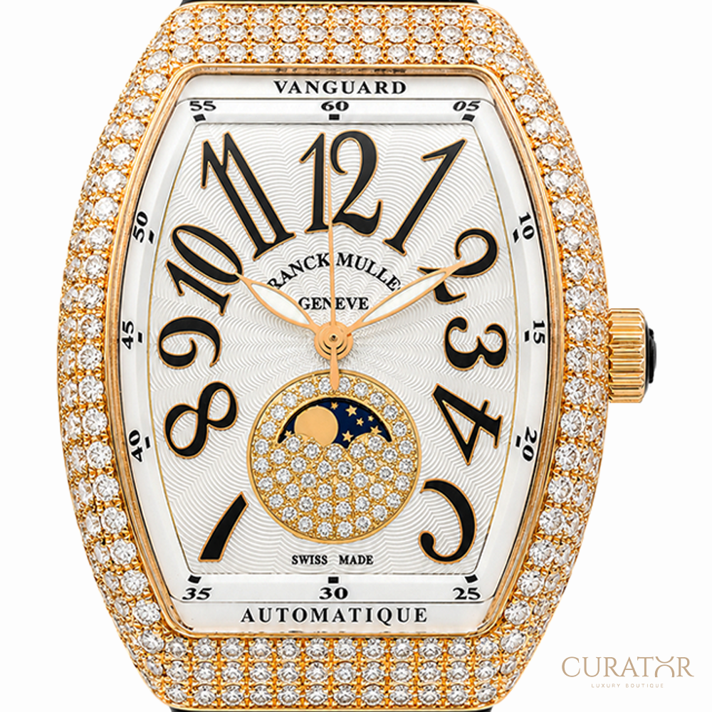 Franck Muller Vanguard Moonphase 18k Rose Gold Diamond 32mm