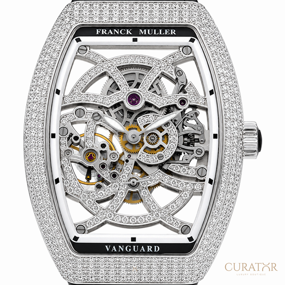 Franck Muller Vanguard Skeleton 7-Days Power Reserve Stainless Steel Diamond 35mm