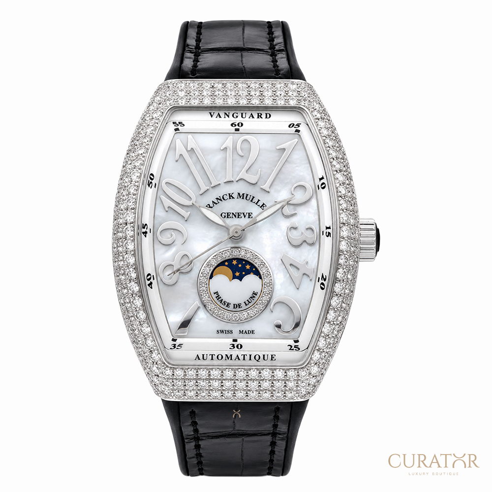 Franck Muller Vanguard Moonphase Stainless Steel Mother of Pearl Diamond 32mm