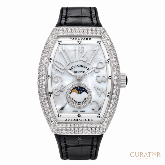 Franck Muller Vanguard Moonphase Stainless Steel Mother of Pearl Diamond 32mm