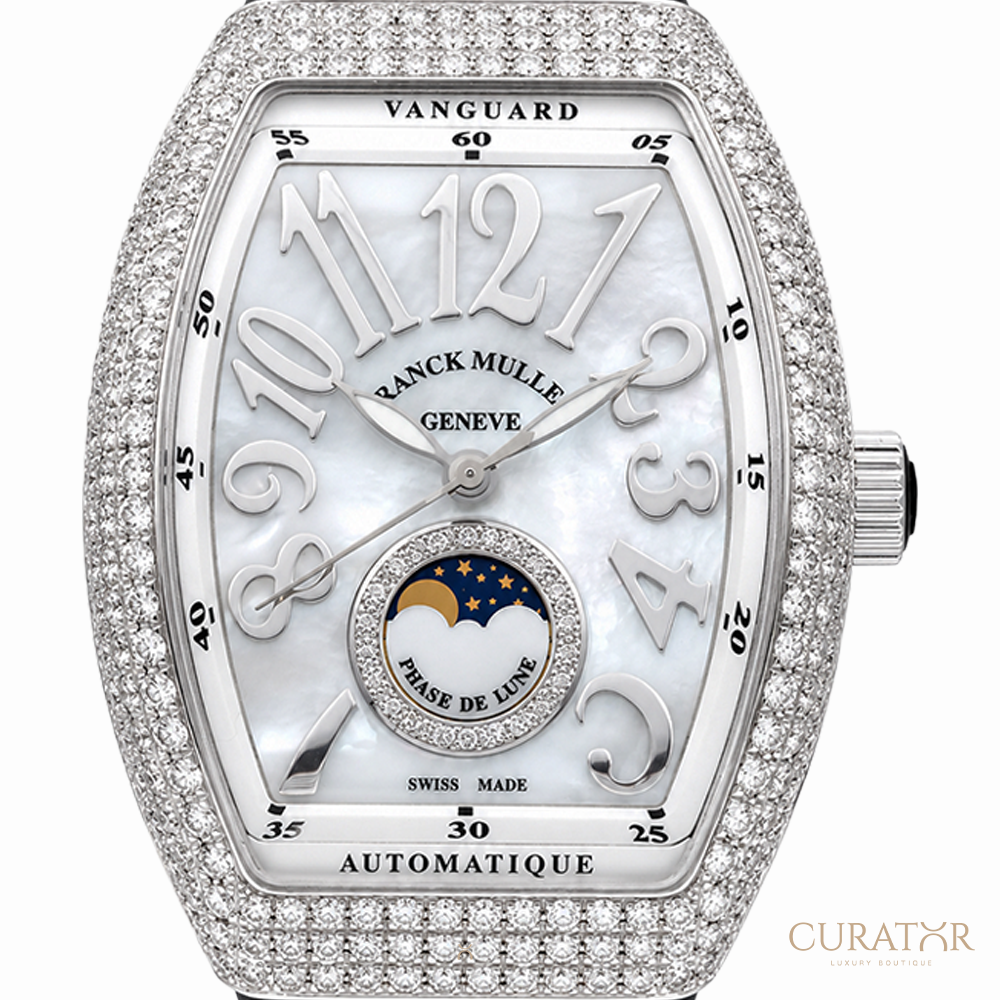 Franck Muller Vanguard Moonphase Stainless Steel Mother of Pearl Diamond 32mm