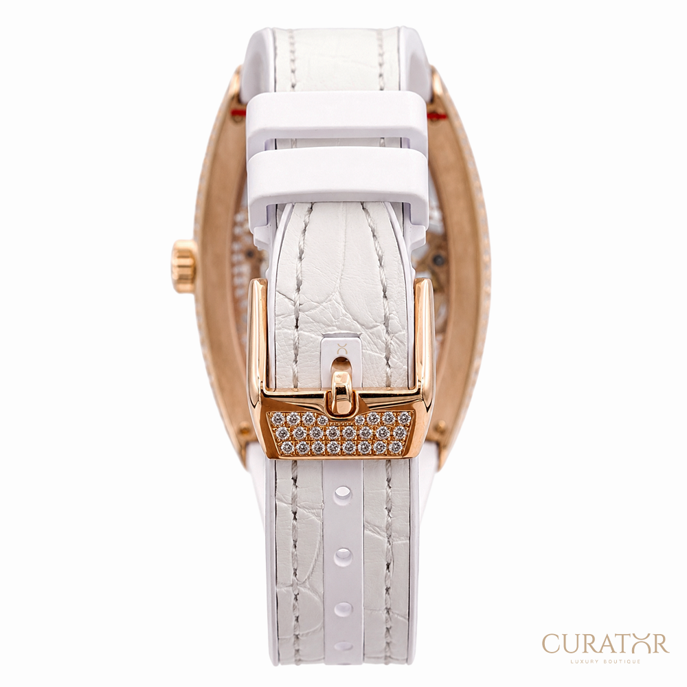 Franck Muller Vanguard Skeleton 18K Rose Gold Full Diamond 35mm