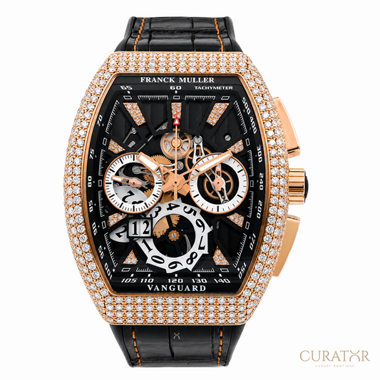 Franck Muller Vanguard Chronograph Skeleton Diamond 18k Rose Gold 45mm