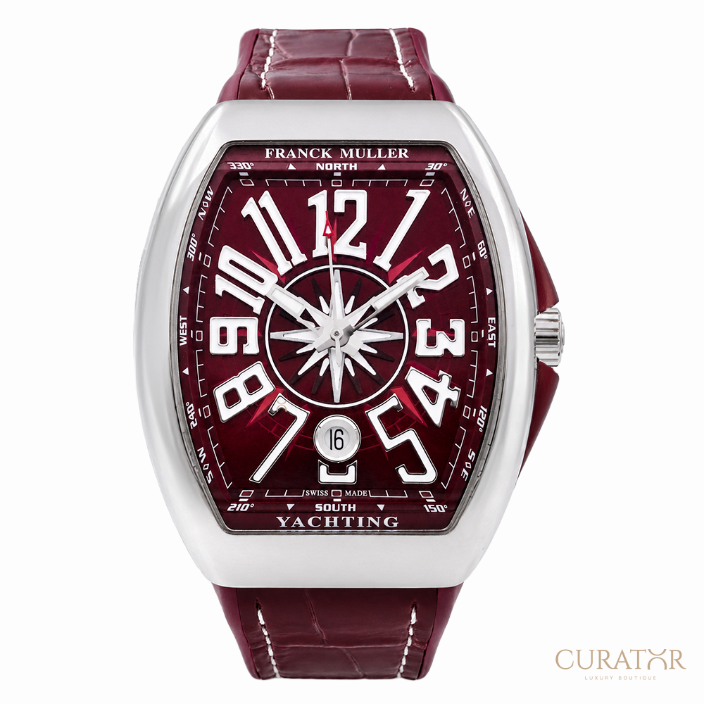 Franck Muller Vanguard Yachting Burgundy Dial Stainless Steel Watch