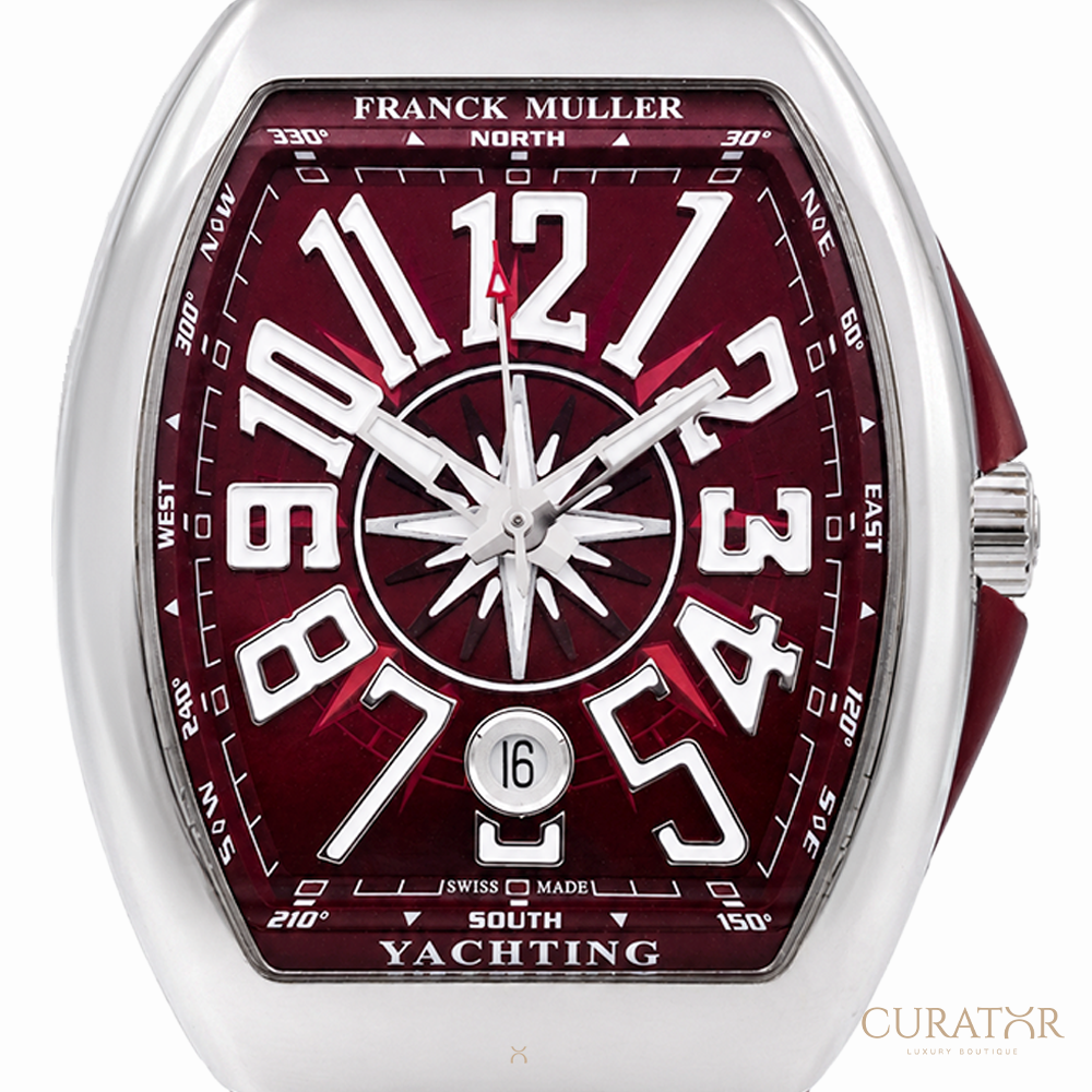 Franck Muller Vanguard Yachting Burgundy Dial Stainless Steel Watch