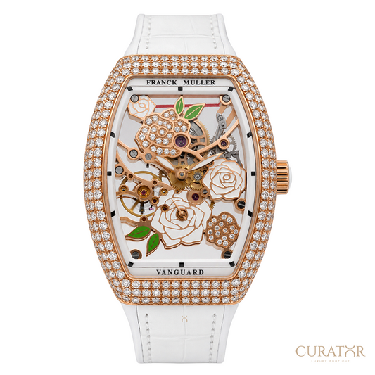 Franck Muller Vanguard Rose Skeleton 18k Rose Gold Diamond-Pave Automatic
