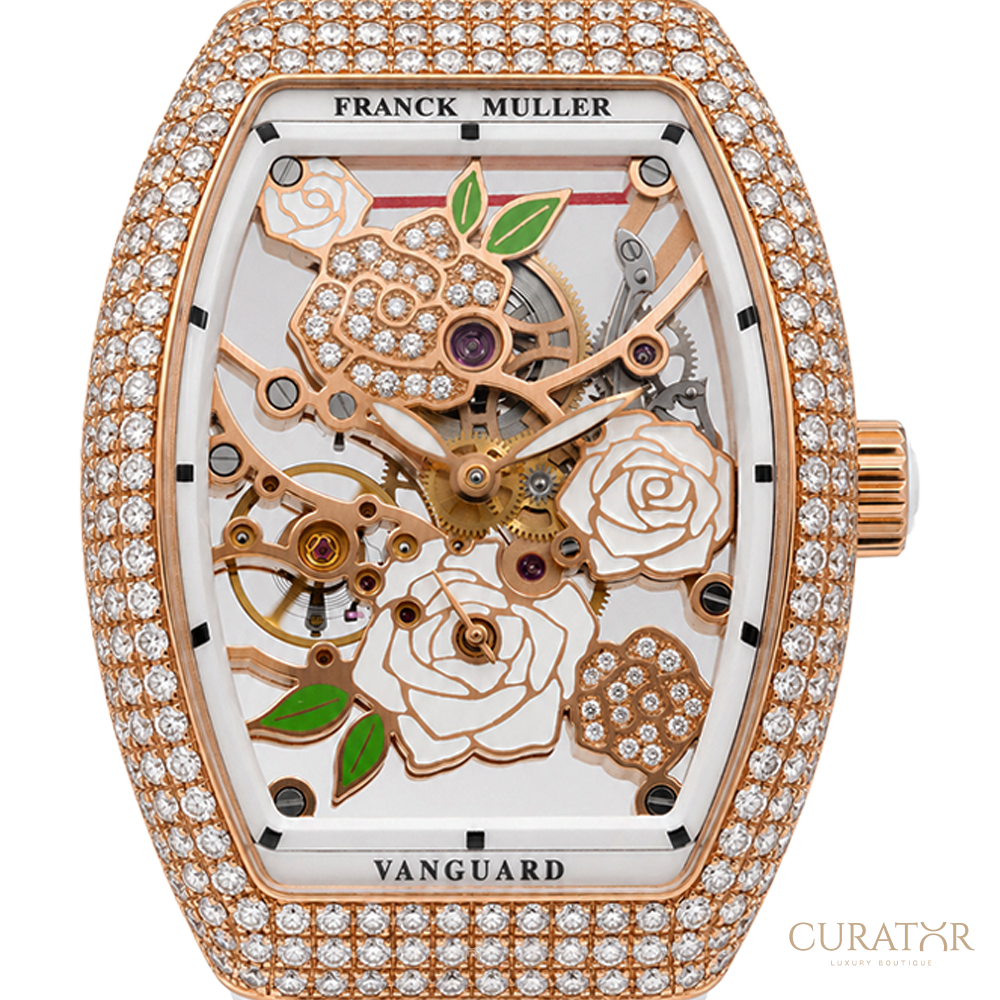 Franck Muller Vanguard Rose Skeleton 18k Rose Gold Diamond-Pave Automatic