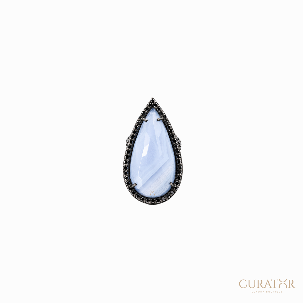 Anil Arjandas Jewels: Blue Lace Agate Pear-Shaped Statement Ring