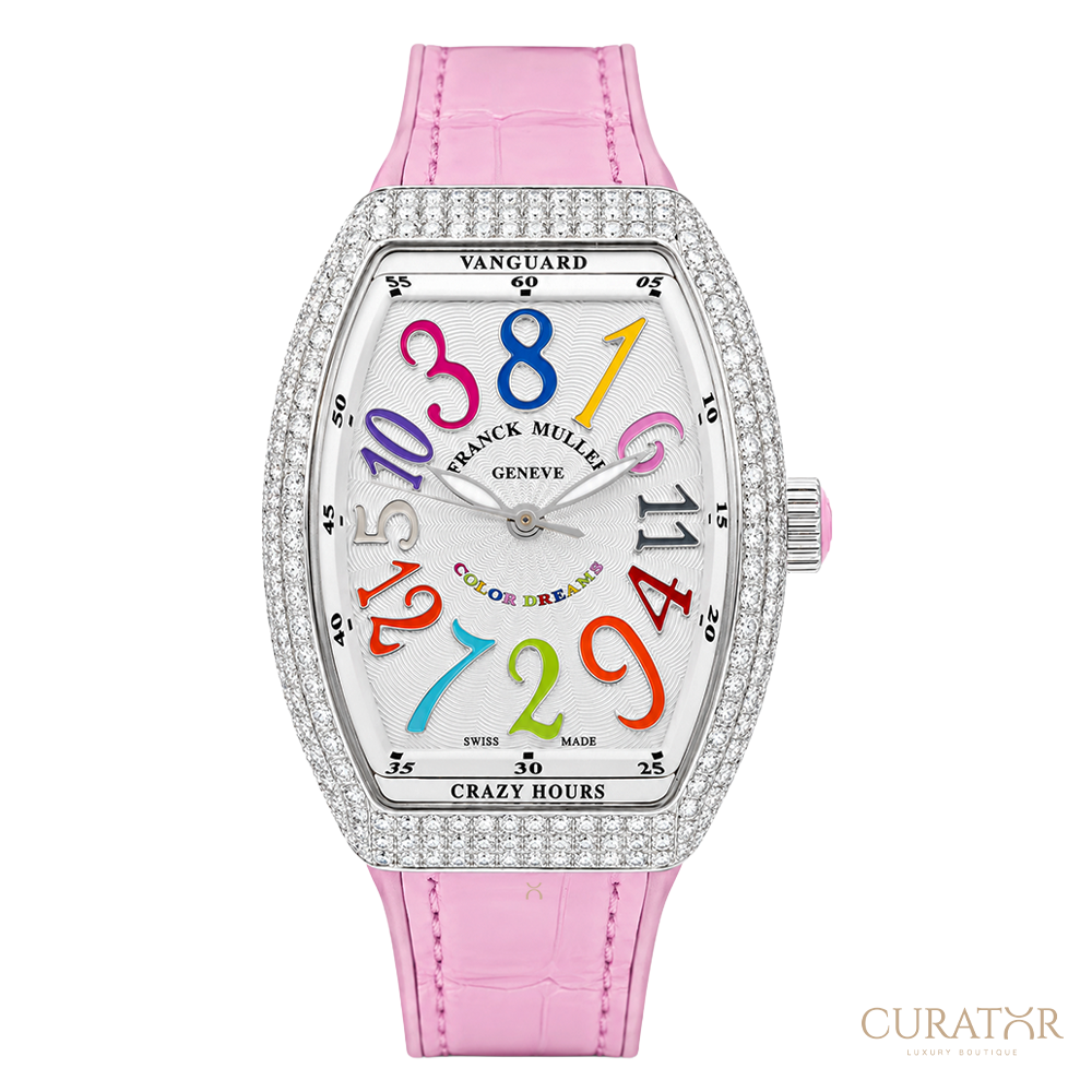 Franck Muller Vanguard Lady Crazy Hours Diamond-Pave Stainless Steel