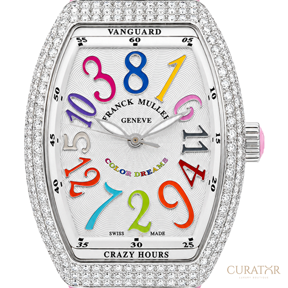 Franck Muller Vanguard Lady Crazy Hours Diamond-Pave Stainless Steel