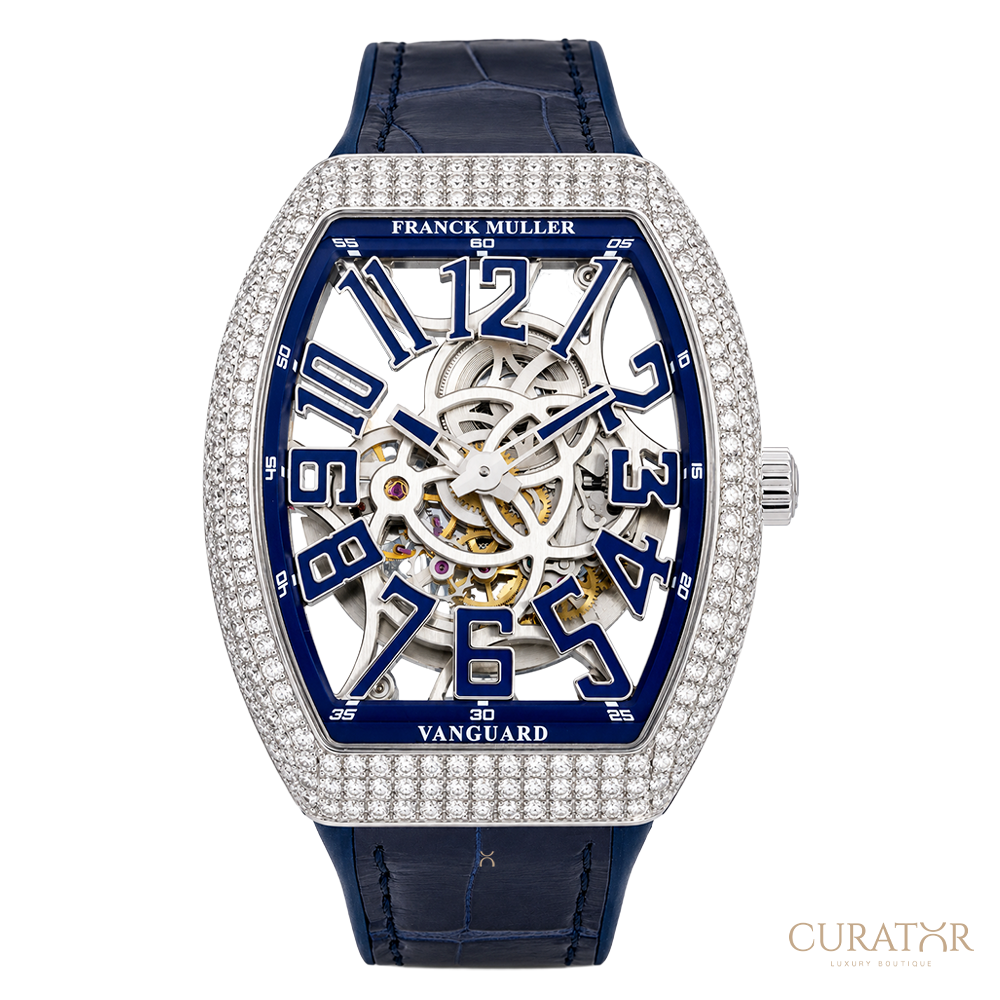 Franck Muller Vanguard 7-Days Power Reserve Skeleton Diamond & Blue