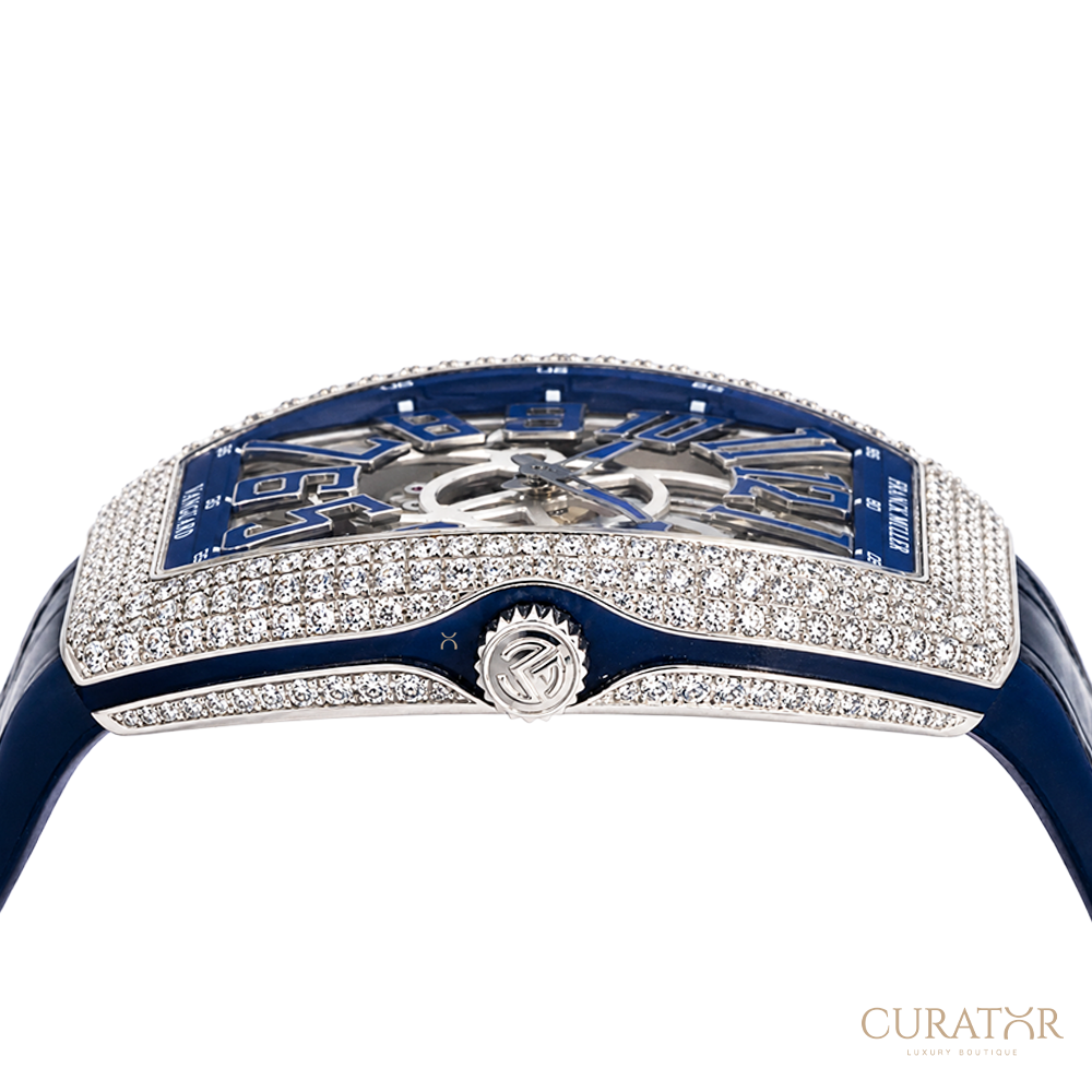 Franck Muller Vanguard 7-Days Power Reserve Skeleton Diamond & Blue