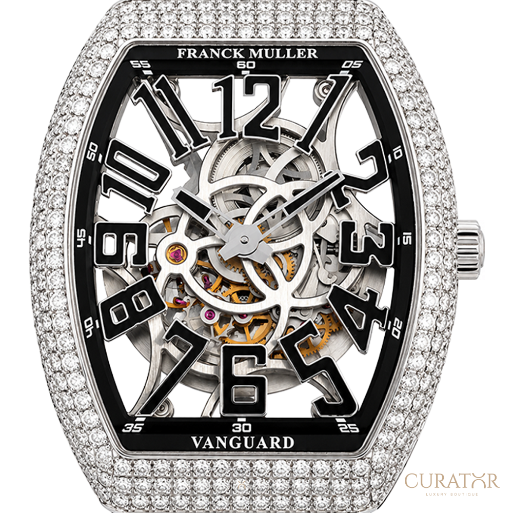 Franck Muller Vanguard 7-Days Power Reserve Skeleton Diamond & Black
