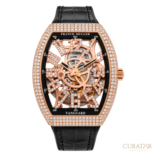 Franck Muller Vanguard 7-Days Power Reserve Skeleton Rose Gold Diamond