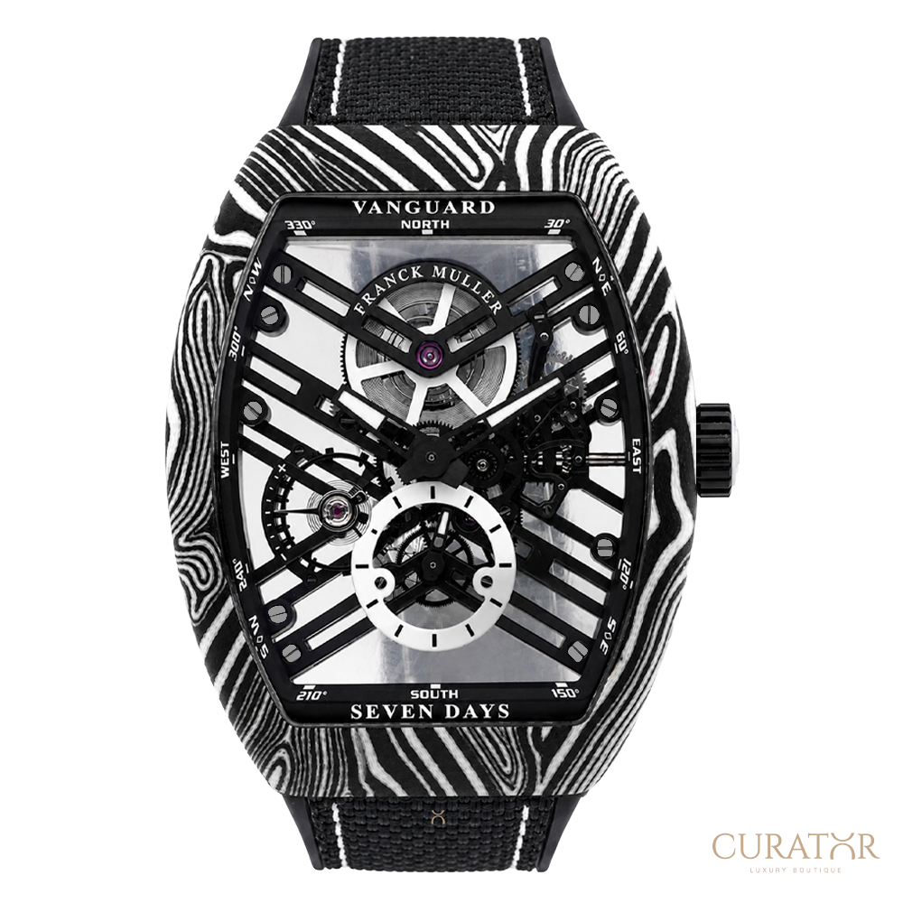 Franck Muller Vanguard 7 Days Power Reserve Skeleton Carbon Damascus