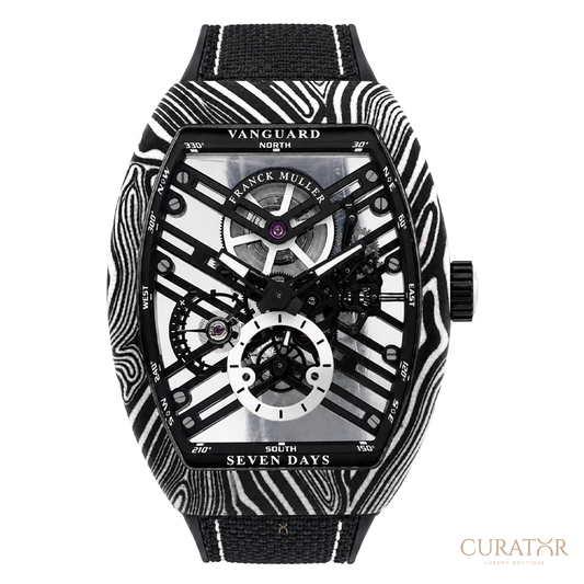 Franck Muller Vanguard 7 Days Power Reserve Skeleton Carbon Damascus