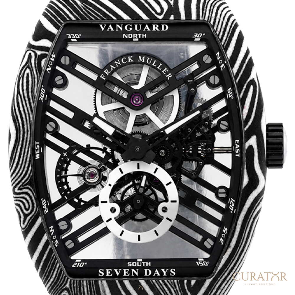Franck Muller Vanguard 7 Days Power Reserve Skeleton Carbon Damascus