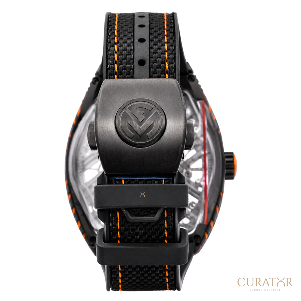 Franck Muller Vanguard 7 Days Power Reserve Skeleton Carbon Damascus Orange
