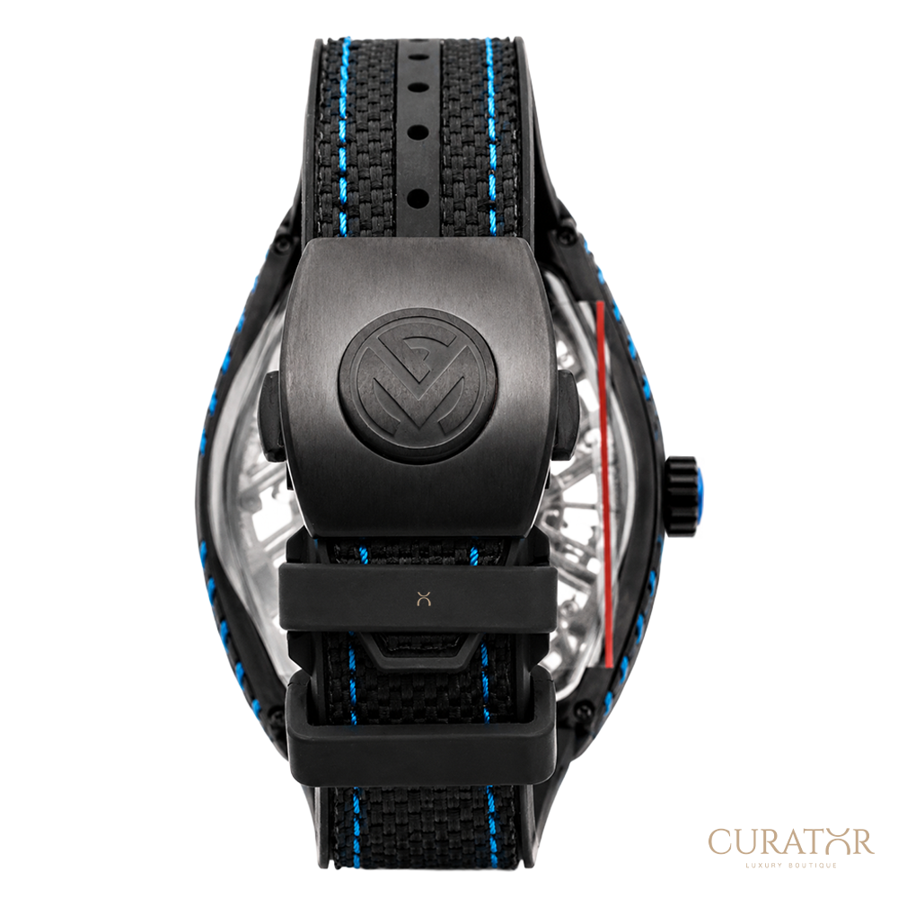 Franck Muller Vanguard 7 Days Power Reserve Skeleton Carbon Damascus Blue