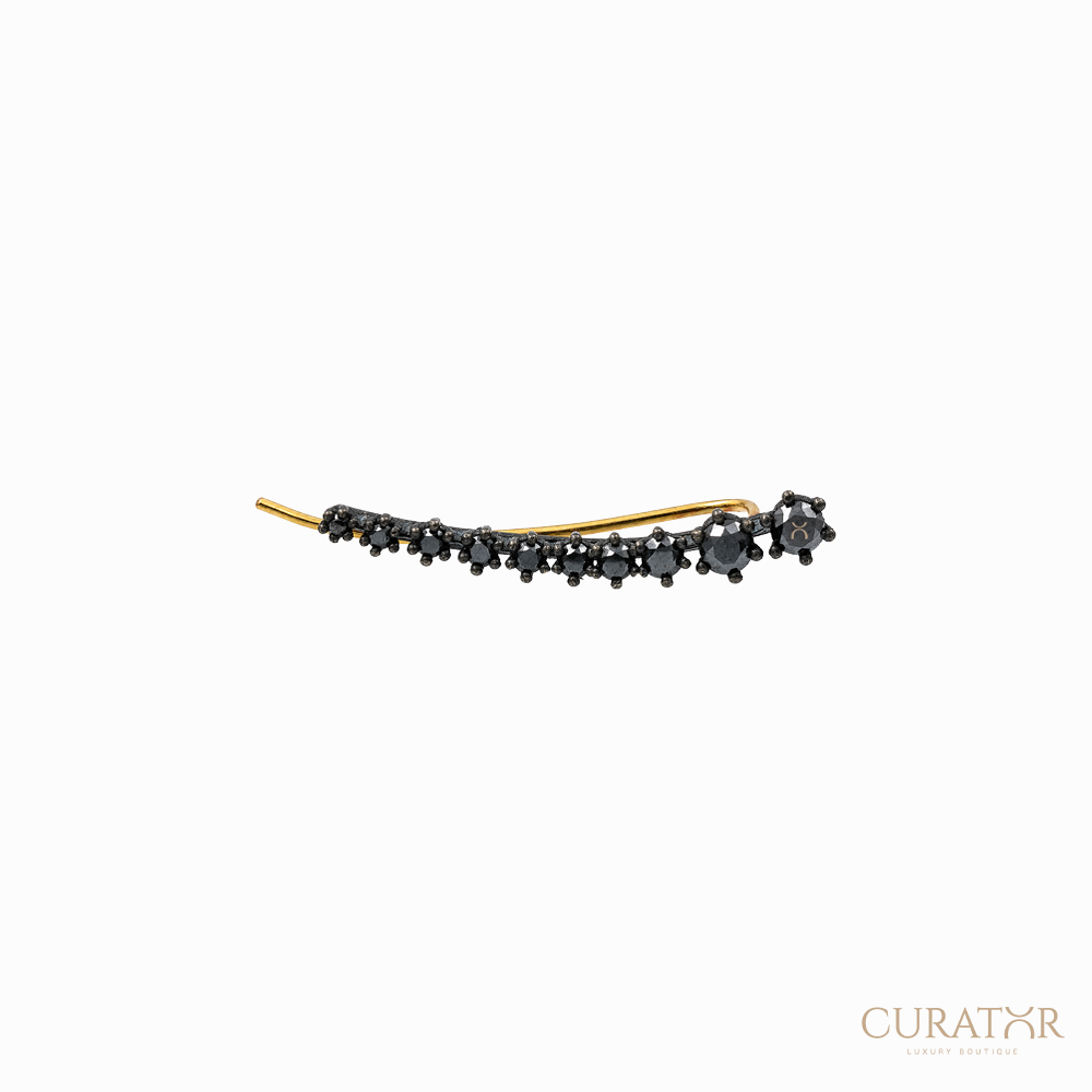 Anil Arjandas Jewels: Matte Black Oxidized Black Diamond Degradé Large Earring