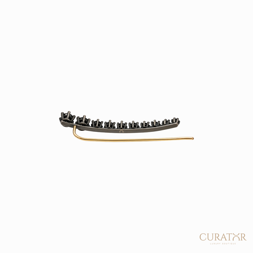 Anil Arjandas Jewels: Matte Black Oxidized Black Diamond Degradé Large Earring