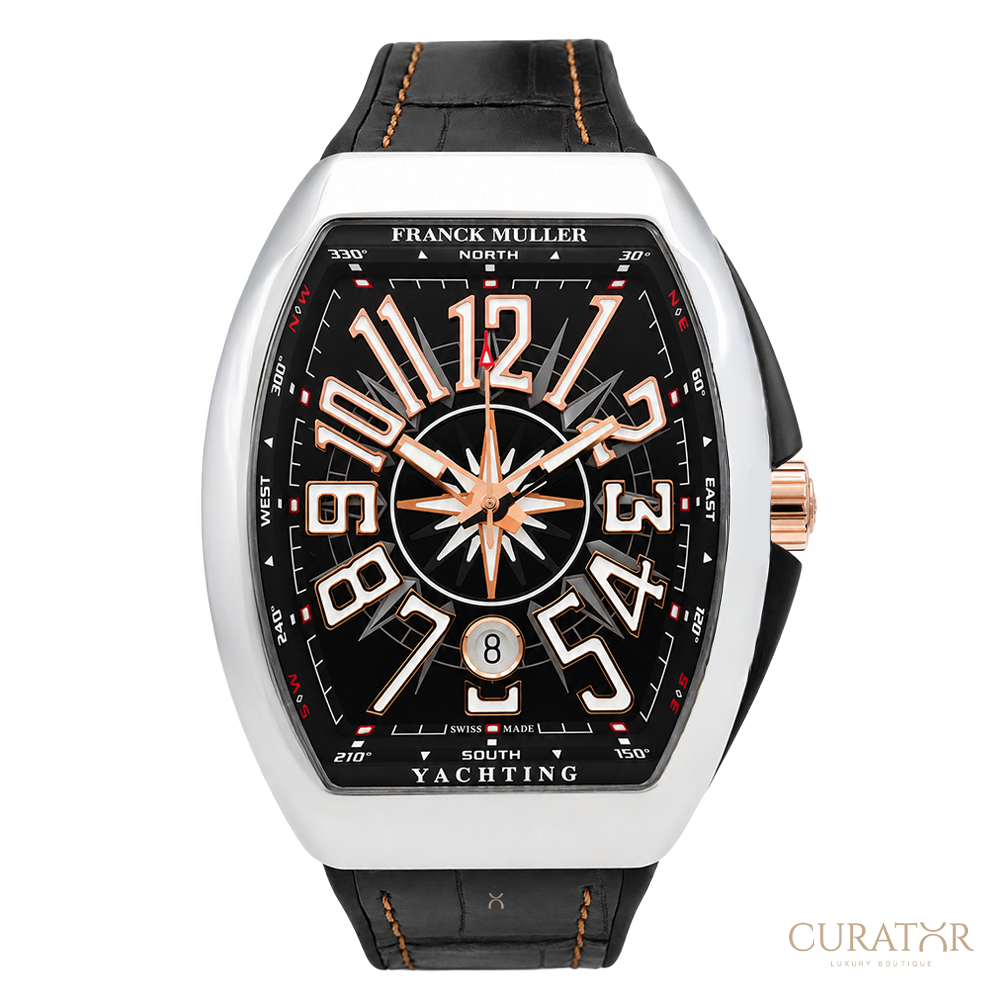 Franck Muller Vanguard Yachting Stainless Steel & Rose Gold Accent Black Dial Watch
