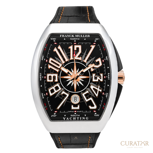 Franck Muller Vanguard Yachting Stainless Steel & Rose Gold Accent Black Dial Watch