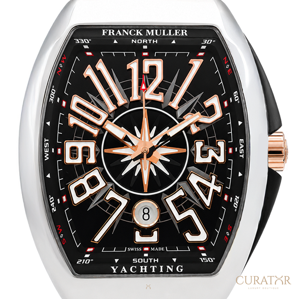 Franck Muller Vanguard Yachting Stainless Steel & Rose Gold Accent Black Dial Watch