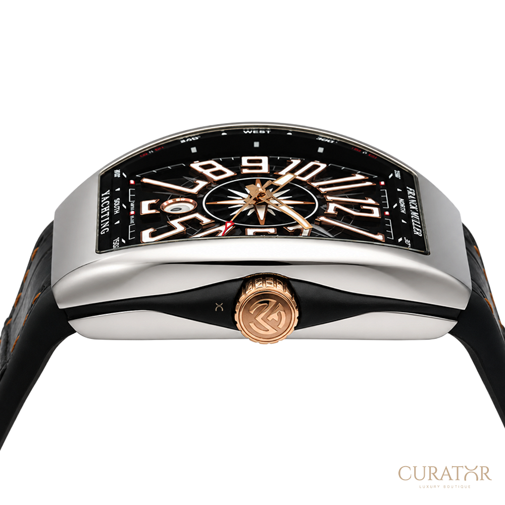 Franck Muller Vanguard Yachting Stainless Steel & Rose Gold Accent Black Dial Watch