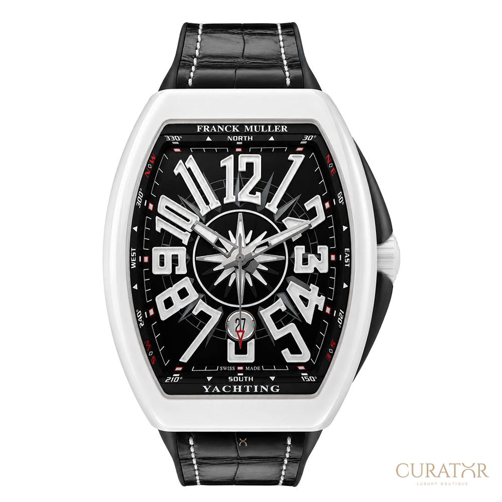 Franck Muller Vanguard Yachting White Ceramic Black Dial Watch
