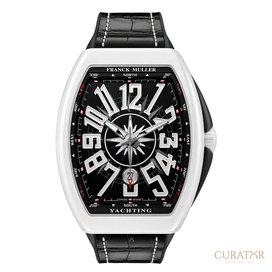 Franck Muller Vanguard Yachting White Ceramic Black Dial Watch