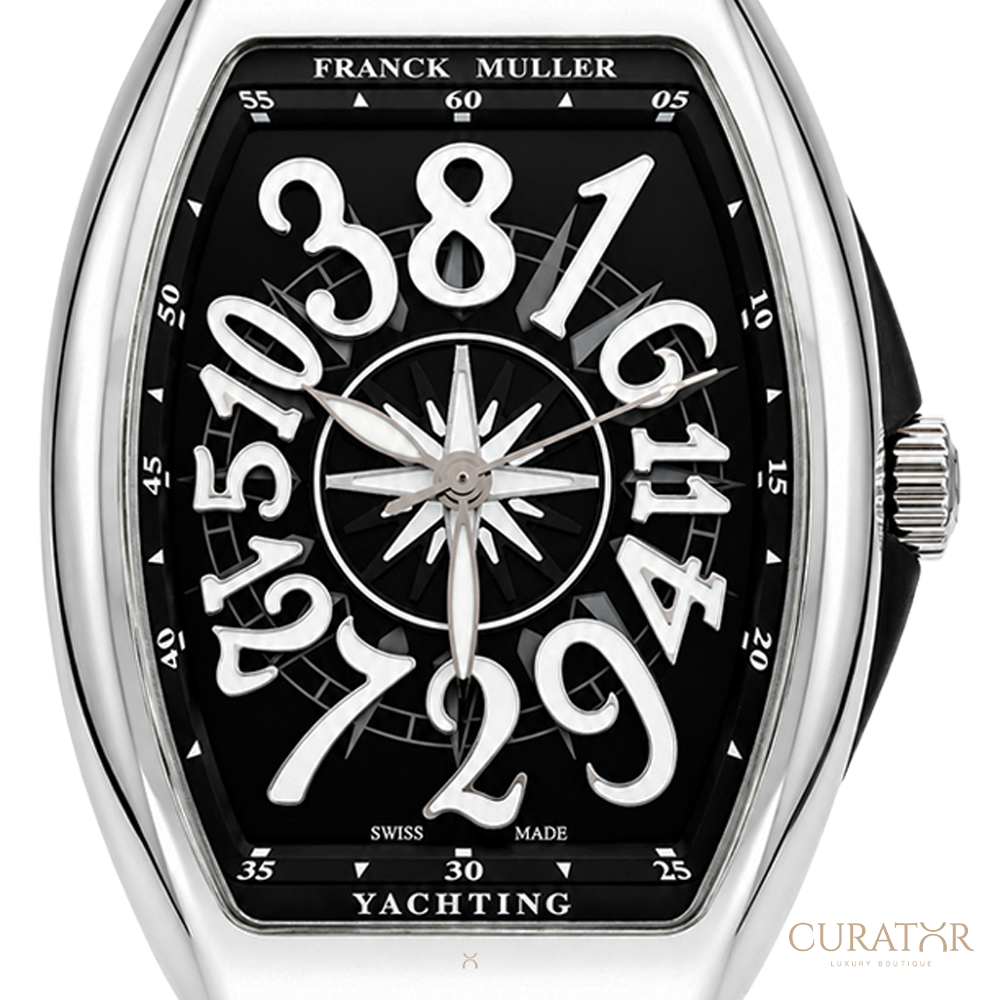 Franck Muller Vanguard Yachting Crazy Hours Stainless Steel Black Dial Watch