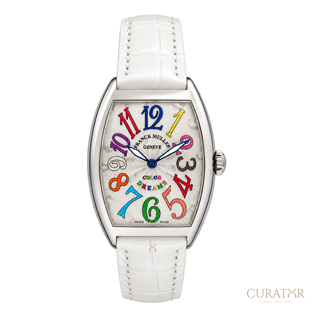 Franck Muller Color Dreams Stainless Steel Silver Dial White Strap Watch
