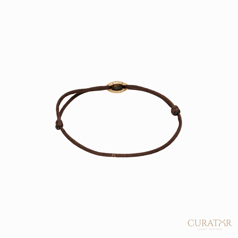 Anil Arjandas Jewels: Skeleton Pumped Evil Eye TPT Carbon & Brown Diamond Silk Cord Bracelet