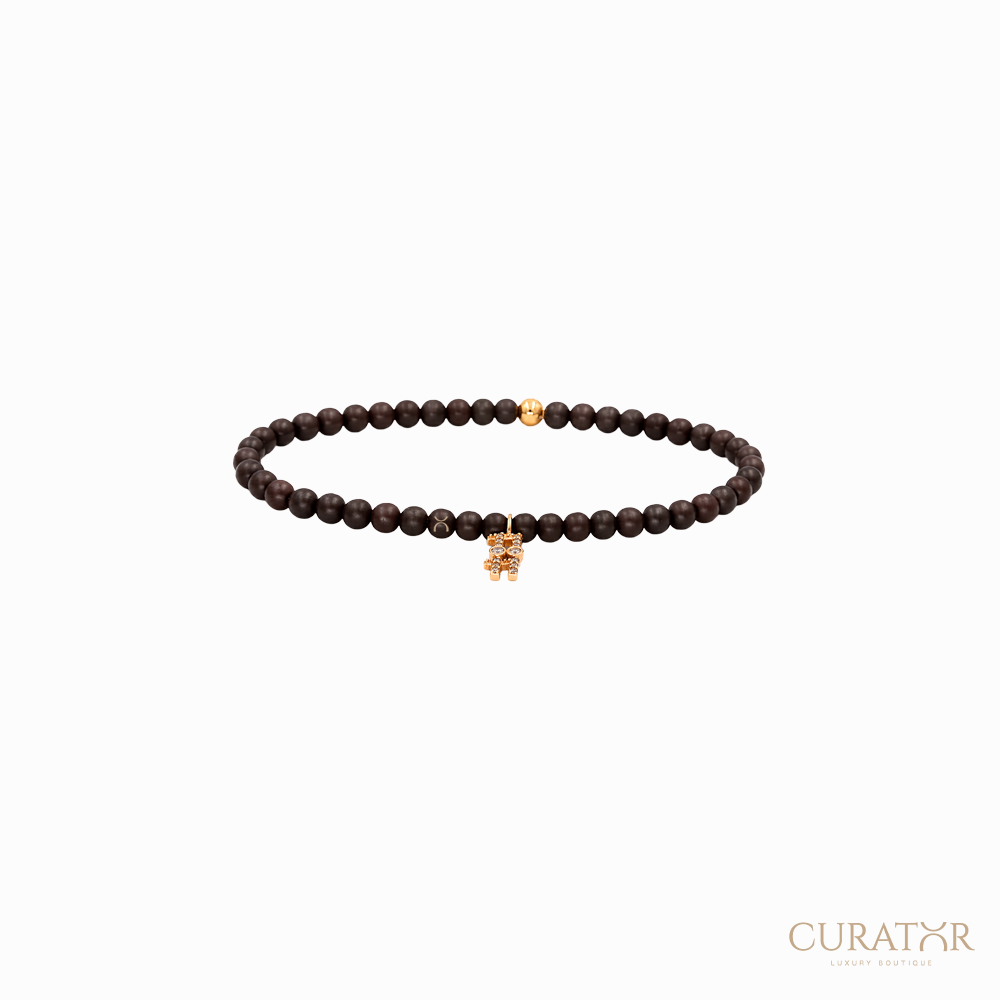 Anil Arjandas Jewels: Matte Brown Ceramic Beaded 11:11 Charm Bracelet