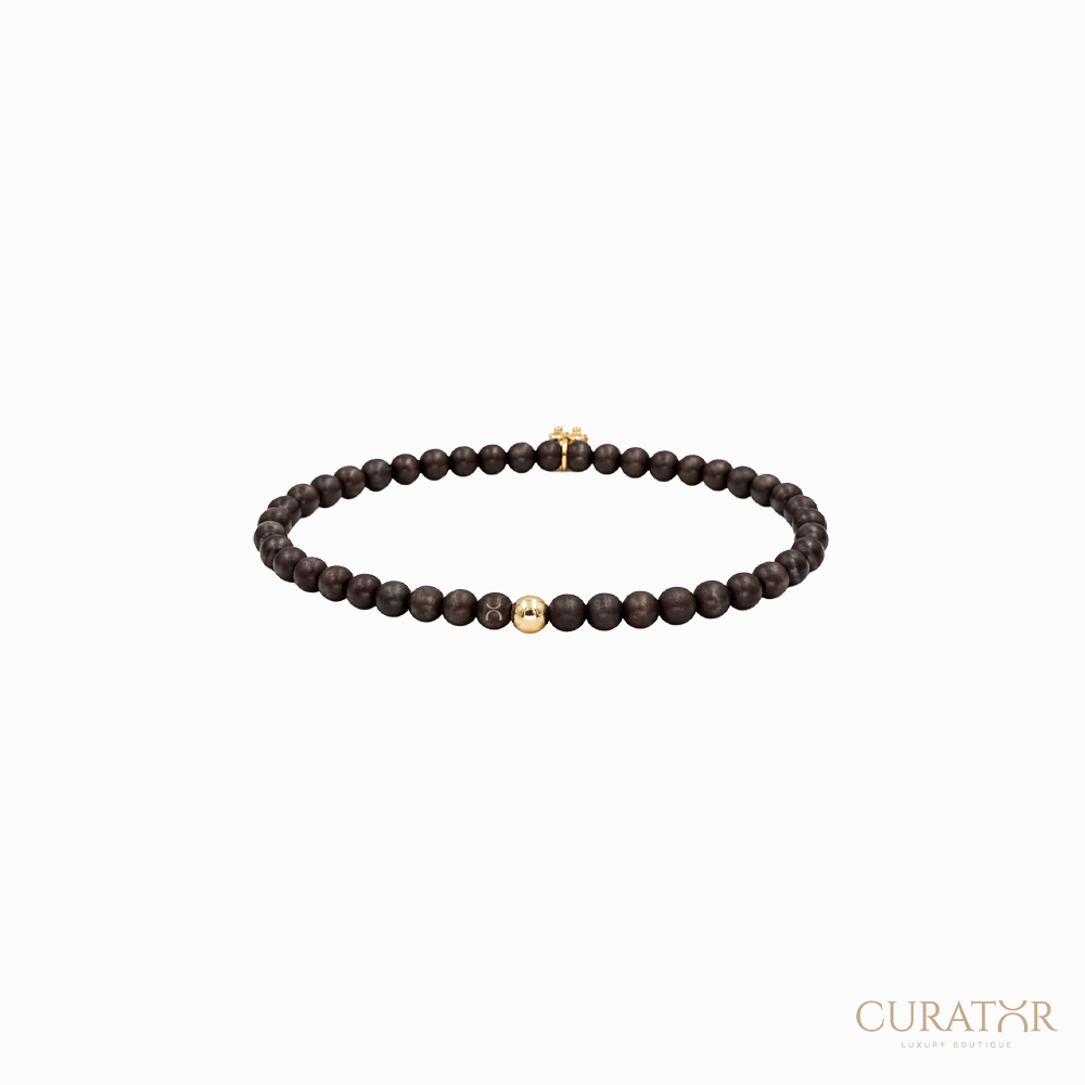 Anil Arjandas Jewels: Matte Brown Ceramic Beaded 11:11 Charm Bracelet